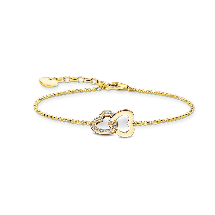 Essentials Sterling Silver Gold Plated Intertwined Hearts With Zirconia Bracelet A2163 - 414 - 14 - L19VThomas Sabo Sterling SilverA2163 - 414 - 14 - L19V