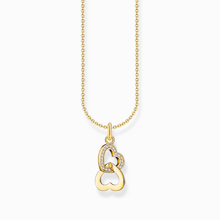 Essentials Sterling Silver Gold Plated Intertwined Hearts With Zirconia Necklace KE2267 - 414 - 14 - L45VThomas Sabo Charm ClubKE2267 - 414 - 14 - L45V