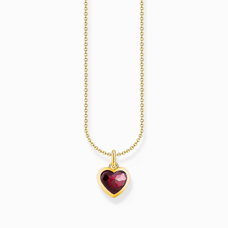 Essentials Sterling Silver Gold Plated Red Zirconia Heart Necklace KE2268 - 414 - 10 - L45VThomas Sabo Charm ClubKE2268 - 414 - 10 - L45V