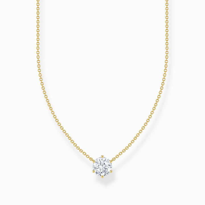 Essentials Sterling Silver Gold Plated White Zirconia Necklace KE2210 - 414 - 14 - L45VThomas Sabo Sterling SilverKE2210 - 414 - 14 - L45V