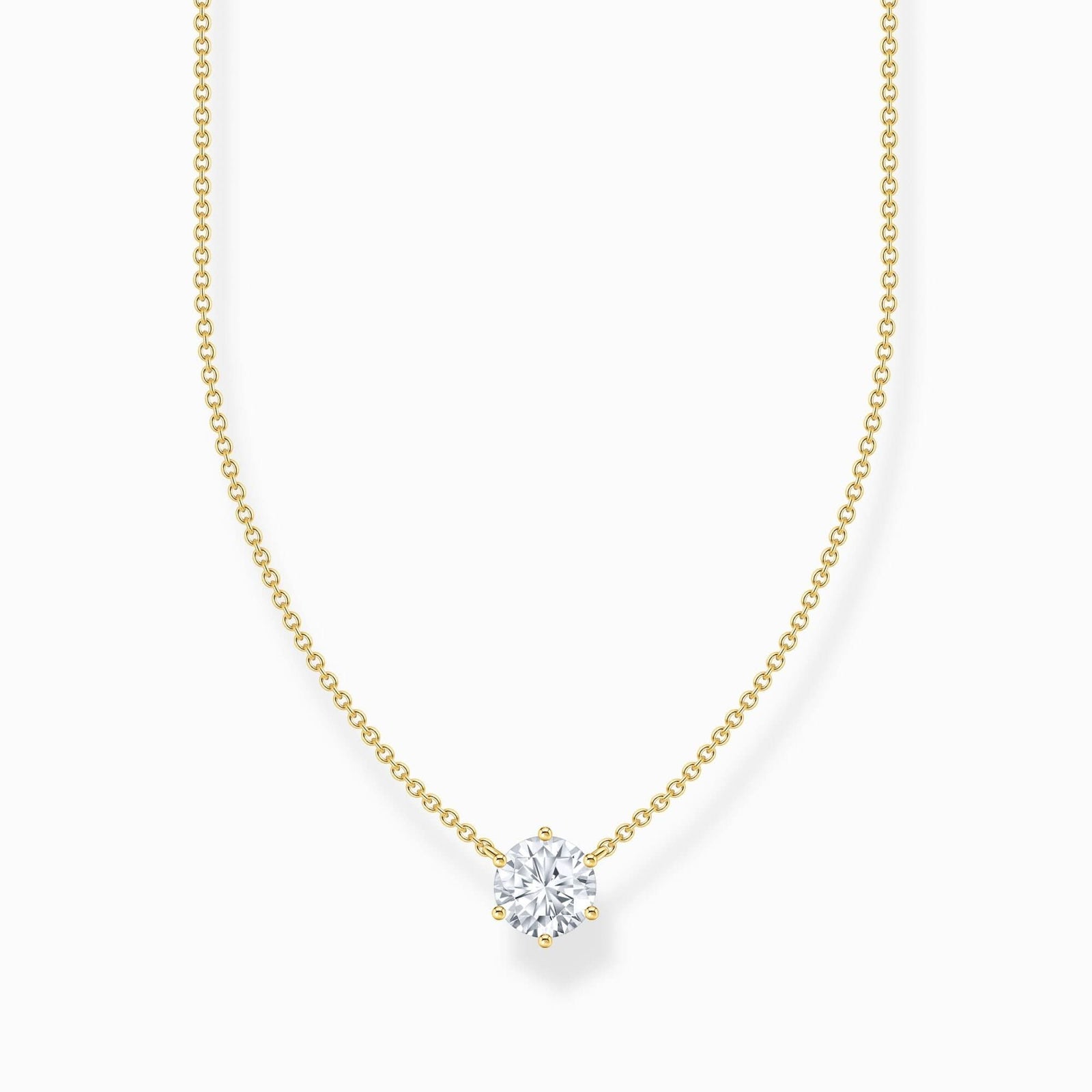 Essentials Sterling Silver Gold Plated White Zirconia Necklace KE2210 - 414 - 14 - L45VThomas Sabo Sterling SilverKE2210 - 414 - 14 - L45V