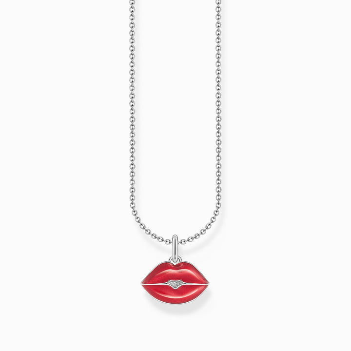Essentials Sterling Silver Red Enamel Kissing Mouth Necklace KE2230 - 664 - 10 - L45VThomas Sabo Charm ClubKE2230 - 664 - 10 - L45V