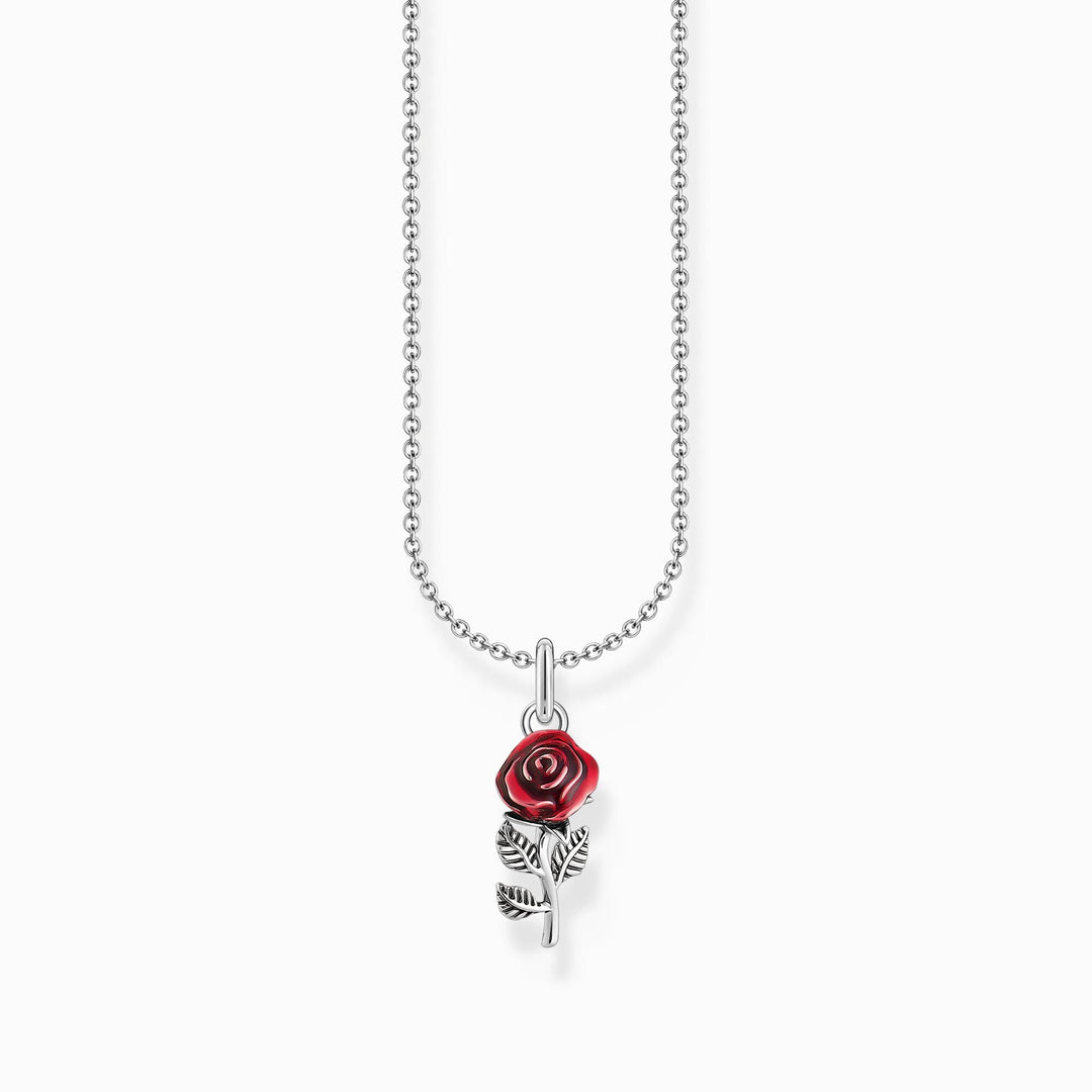 Essentials Sterling Silver Red Enamel Rose Necklace KE2219 - 664 - 10 - L45VThomas Sabo Charm ClubKE2219 - 664 - 10 - L45V