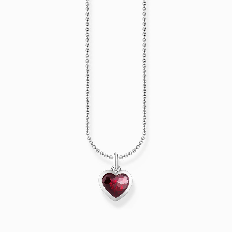 Essentials Sterling Silver Red Zirconia Heart Necklace KE2268 - 051 - 10 - L45VThomas Sabo Charm ClubKE2268 - 051 - 10 - L45V