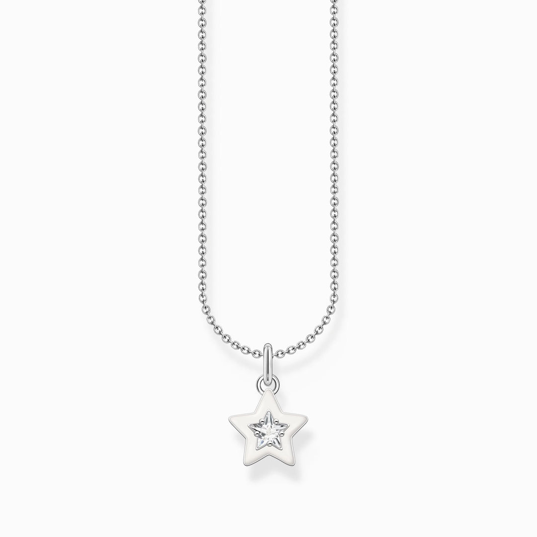 Essentials Sterling Silver White Enamel Zirconia Star Necklace KE2235 - 041 - 14 - L45VThomas Sabo Charm ClubKE2235 - 041 - 14 - L45V