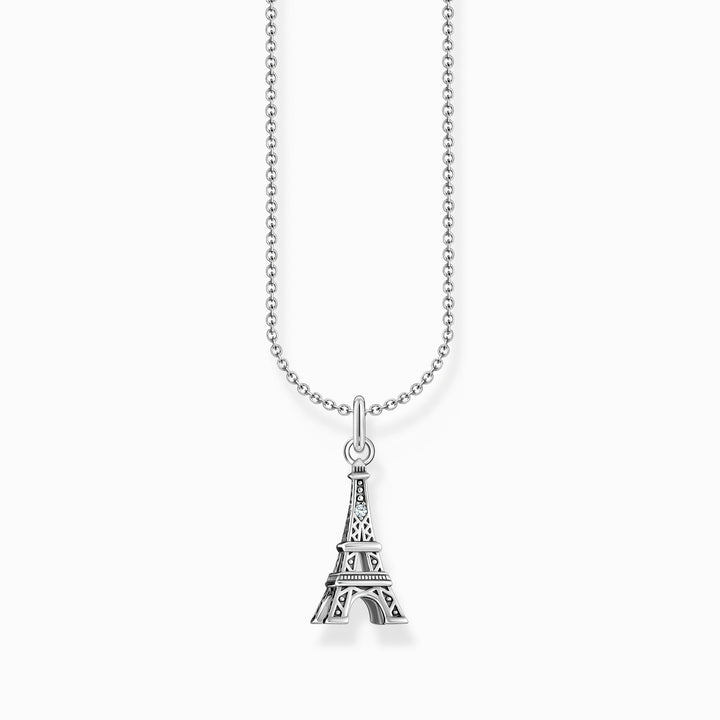 Essentials Sterling Silver White Zirconia Eiffel Tower Necklace KE2236 - 643 - 14 - L45VThomas Sabo Charm ClubKE2236 - 643 - 14 - L45V