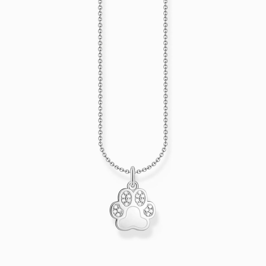 Essentials Sterling Silver White Zirconia Paw Print Necklace KE2215 - 051 - 14 - L45VThomas Sabo Charm ClubKE2215 - 051 - 14 - L45V