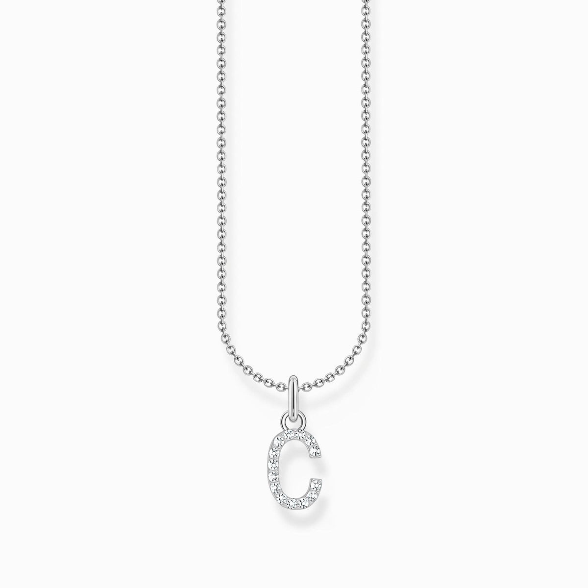Essentials Sterling Silver With Zirconia letter C Pendant Necklace KE2242 - 051 - 14 - L45VThomas Sabo Charm ClubKE2242 - 051 - 14 - L45V