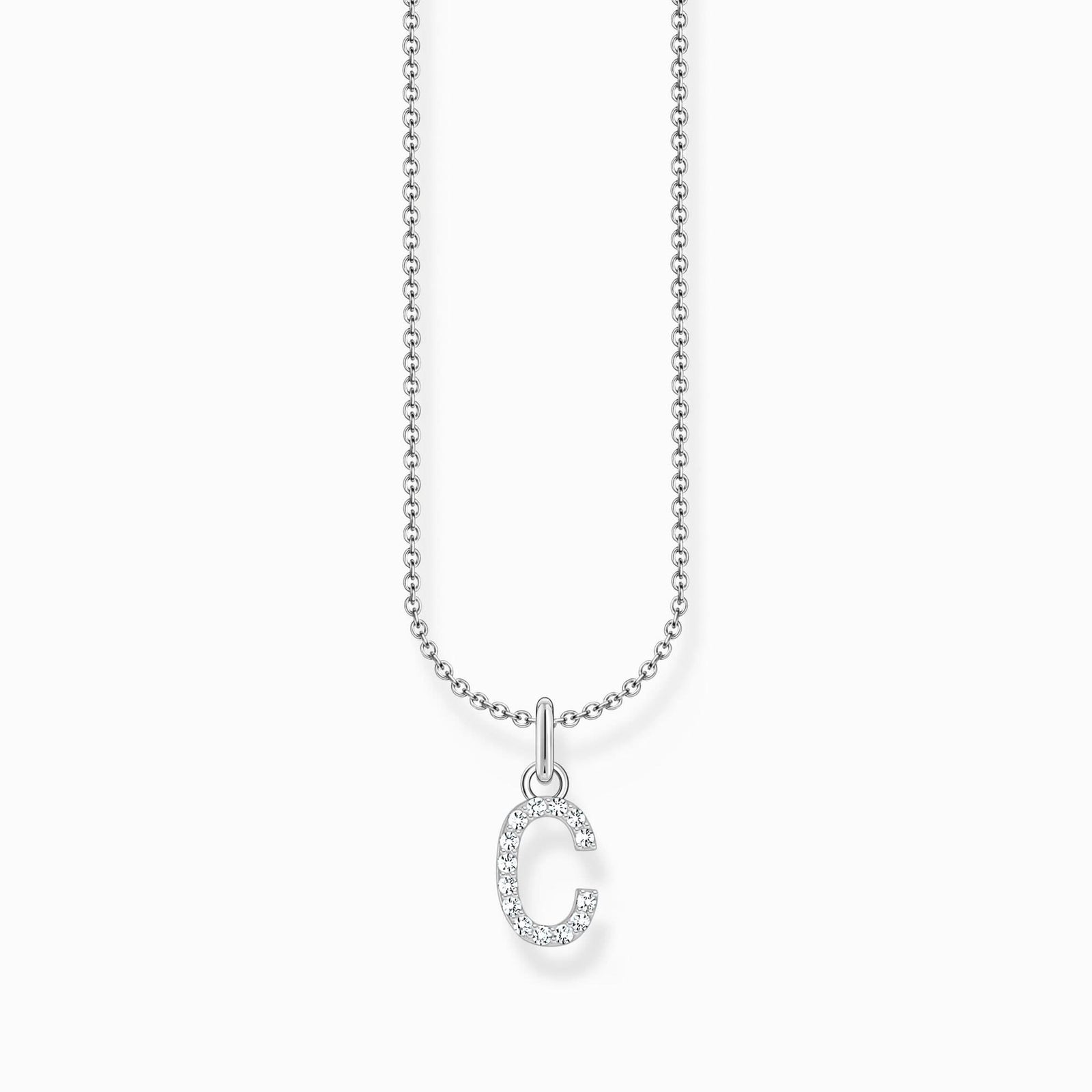 Essentials Sterling Silver With Zirconia letter C Pendant Necklace KE2242 - 051 - 14 - L45VThomas Sabo Charm ClubKE2242 - 051 - 14 - L45V