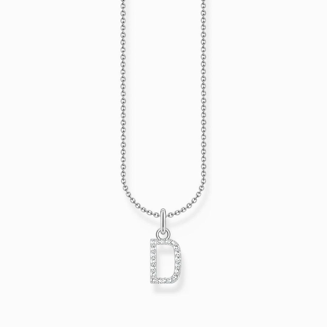 Essentials Sterling Silver With Zirconia letter D Pendant Necklace KE2243 - 051 - 14 - L45VThomas Sabo Charm ClubKE2243 - 051 - 14 - L45V