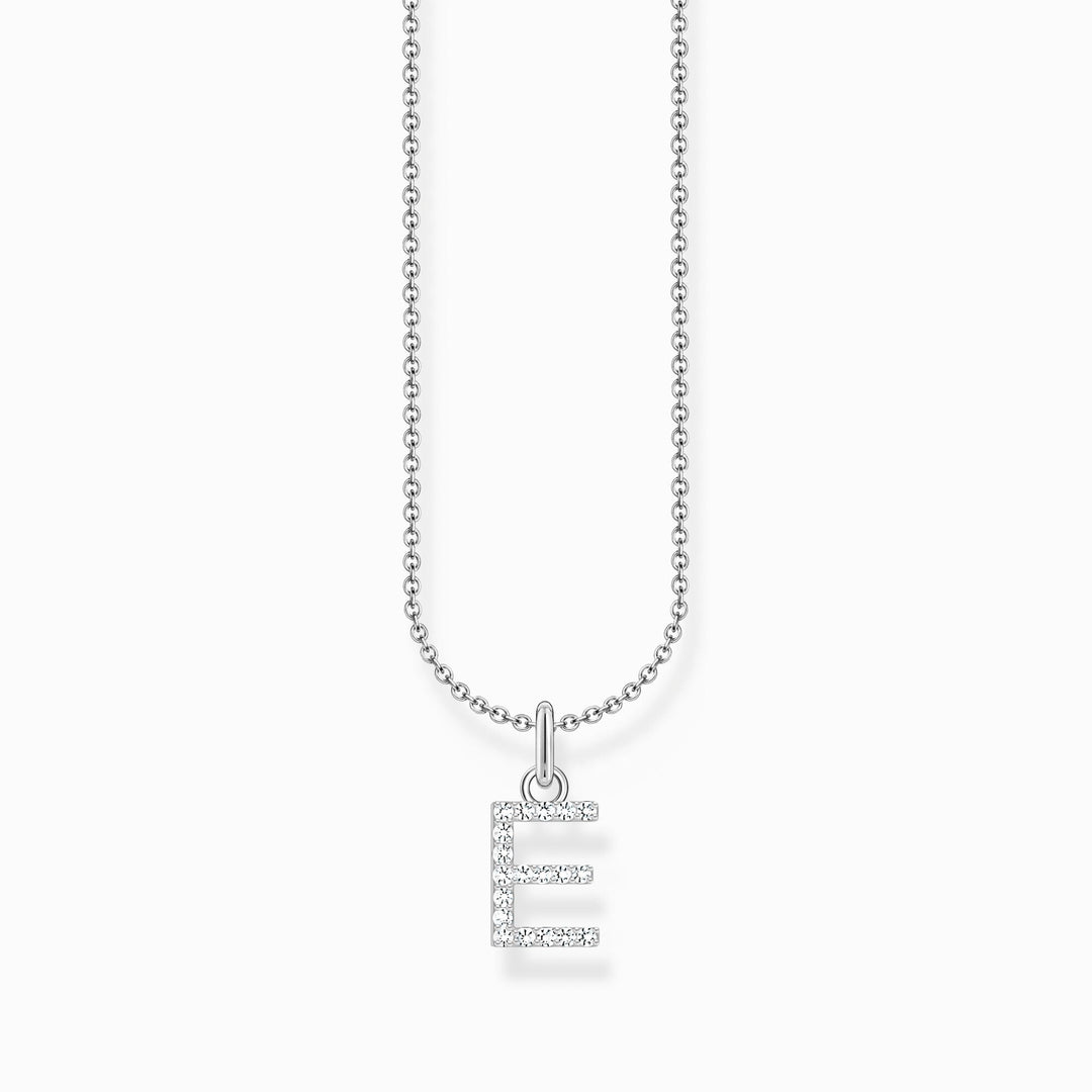 Essentials Sterling Silver With Zirconia letter E Pendant Necklace KE2244 - 051 - 14 - L45VThomas Sabo Charm ClubKE2244 - 051 - 14 - L45V