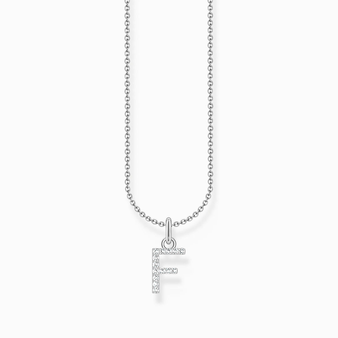 Essentials Sterling Silver With Zirconia letter F Necklace KE2245 - 051 - 14 - L45VThomas Sabo Charm ClubKE2245 - 051 - 14 - L45V