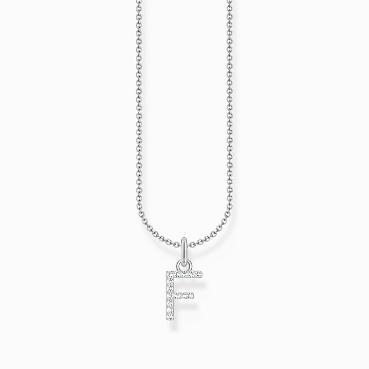 Essentials Sterling Silver With Zirconia letter F Necklace KE2245 - 051 - 14 - L45VThomas Sabo Charm ClubKE2245 - 051 - 14 - L45V