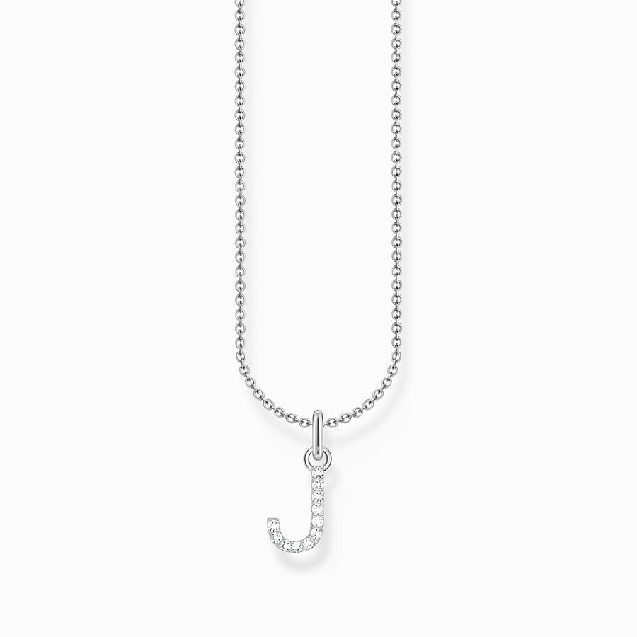 Essentials Sterling Silver With Zirconia letter J Necklace KE2249 - 051 - 14 - L45VThomas Sabo Charm ClubKE2249 - 051 - 14 - L45V