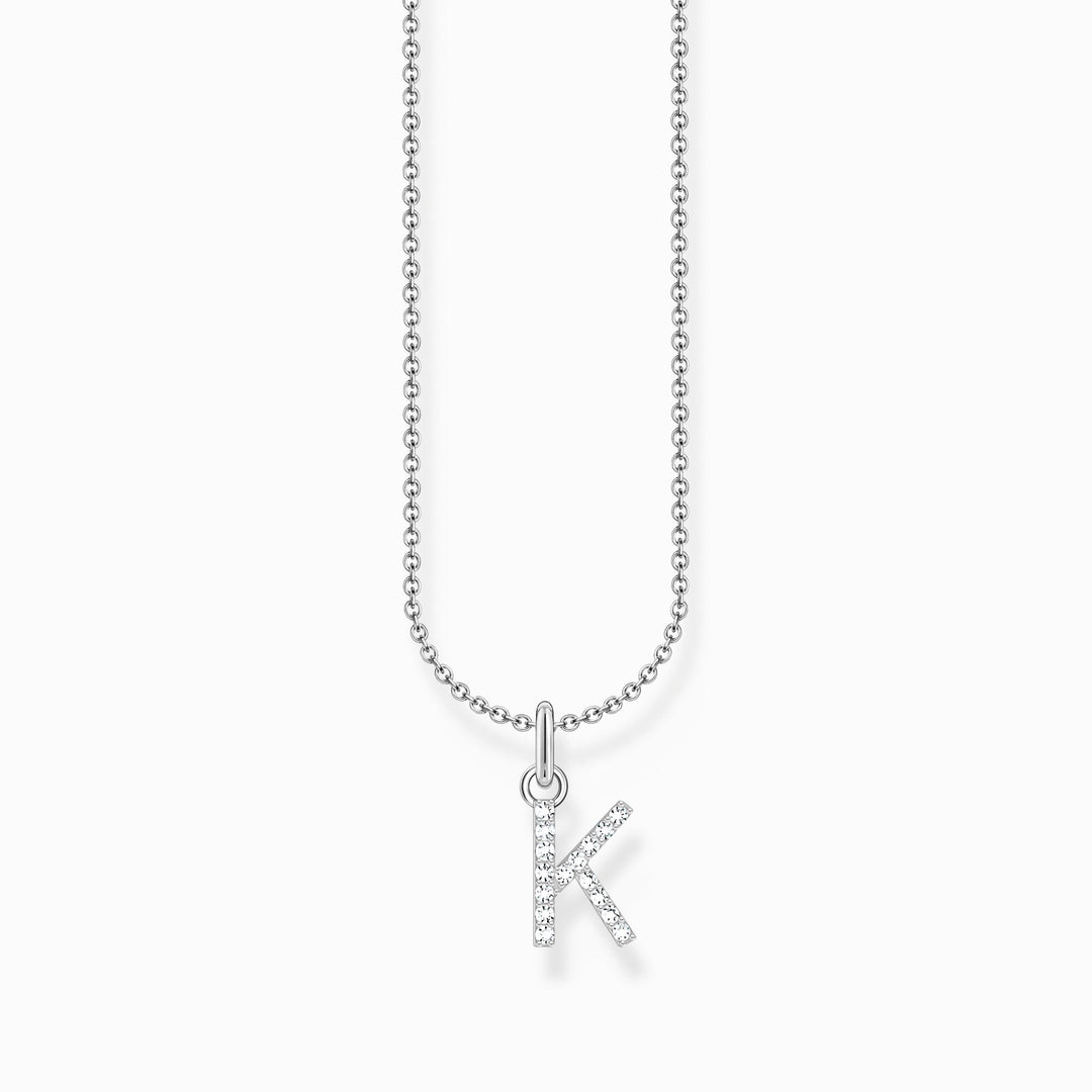 Essentials Sterling Silver With Zirconia letter K Necklace KE2250 - 051 - 14 - L45VThomas Sabo Charm ClubKE2250 - 051 - 14 - L45V