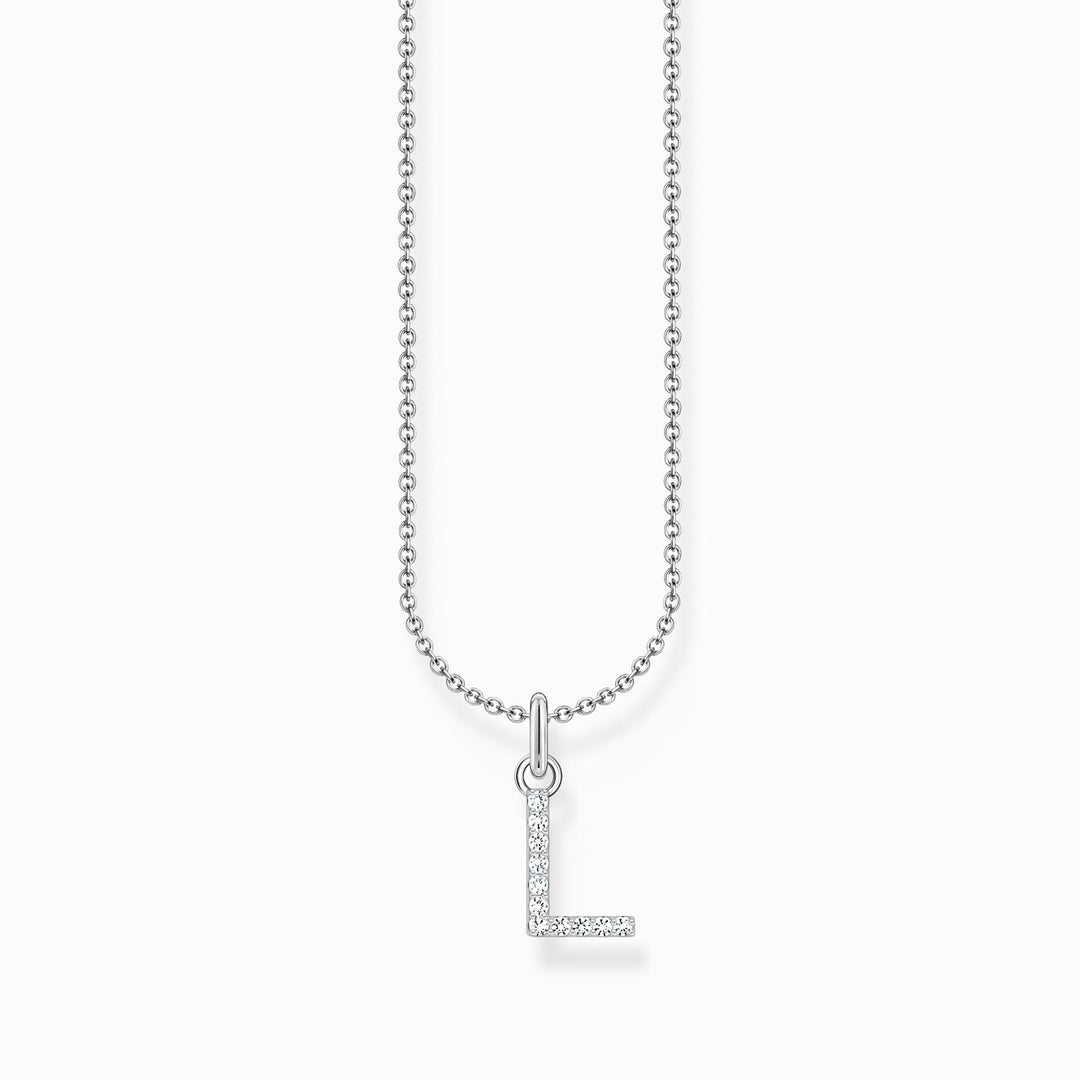 Essentials Sterling Silver With Zirconia letter L Necklace KE2251 - 051 - 14 - L45VThomas Sabo Charm ClubKE2251 - 051 - 14 - L45V