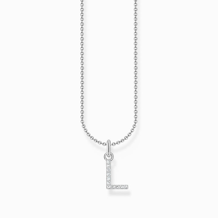 Essentials Sterling Silver With Zirconia letter L Necklace KE2251 - 051 - 14 - L45VThomas Sabo Charm ClubKE2251 - 051 - 14 - L45V