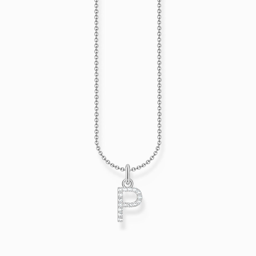 Essentials Sterling Silver With Zirconia letter P Necklace KE2255 - 051 - 14 - L45VThomas Sabo Charm ClubKE2255 - 051 - 14 - L45V