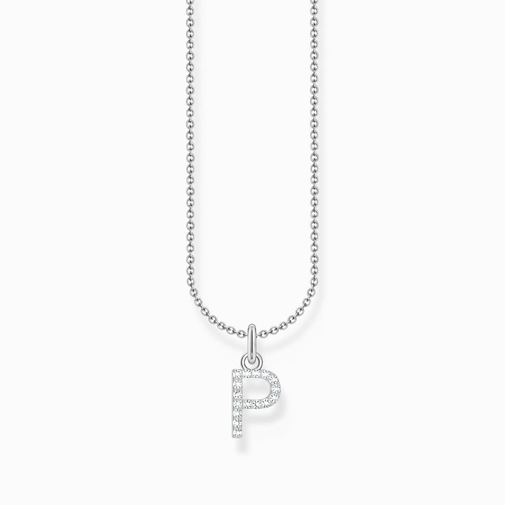 Essentials Sterling Silver With Zirconia letter P Necklace KE2255 - 051 - 14 - L45VThomas Sabo Charm ClubKE2255 - 051 - 14 - L45V