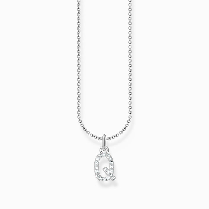 Essentials Sterling Silver With Zirconia letter Q Necklace KE2256 - 051 - 14 - L45VThomas Sabo Charm ClubKE2256 - 051 - 14 - L45V