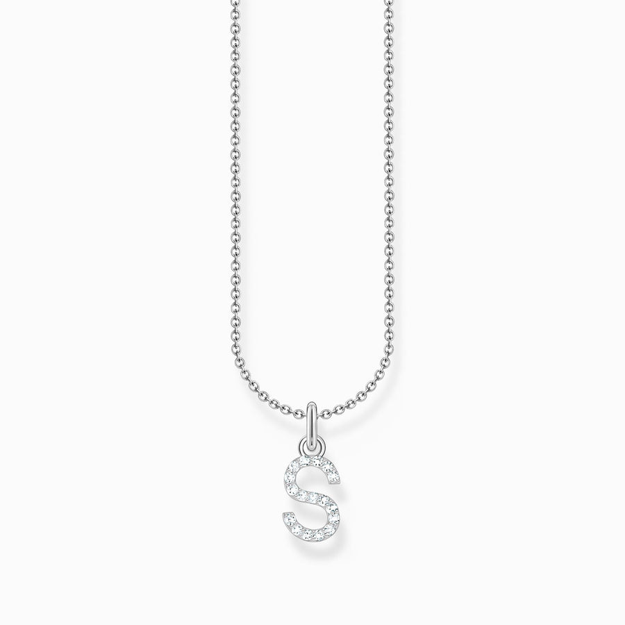 Essentials Sterling Silver With Zirconia letter S Necklace KE2258 - 051 - 14 - L45VThomas Sabo Charm ClubKE2258 - 051 - 14 - L45V