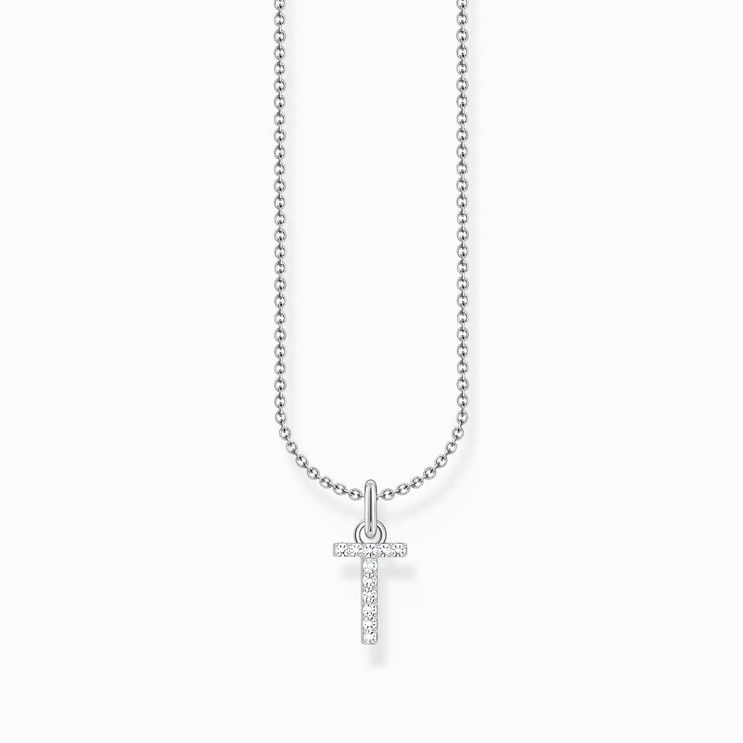 Essentials Sterling Silver With Zirconia letter T Necklace KE2259 - 051 - 14 - L45VThomas Sabo Charm ClubKE2259 - 051 - 14 - L45V