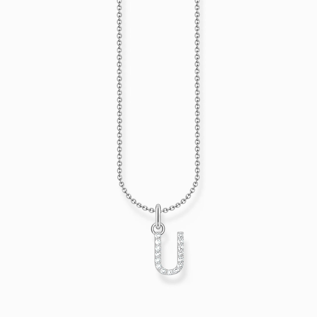 Essentials Sterling Silver With Zirconia letter U Necklace KE2260 - 051 - 14 - L45VThomas Sabo Charm ClubKE2260 - 051 - 14 - L45V