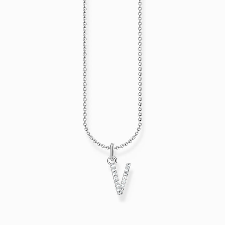 Essentials Sterling Silver With Zirconia letter V Necklace KE2261 - 051 - 14 - L45VThomas Sabo Charm ClubKE2261 - 051 - 14 - L45V