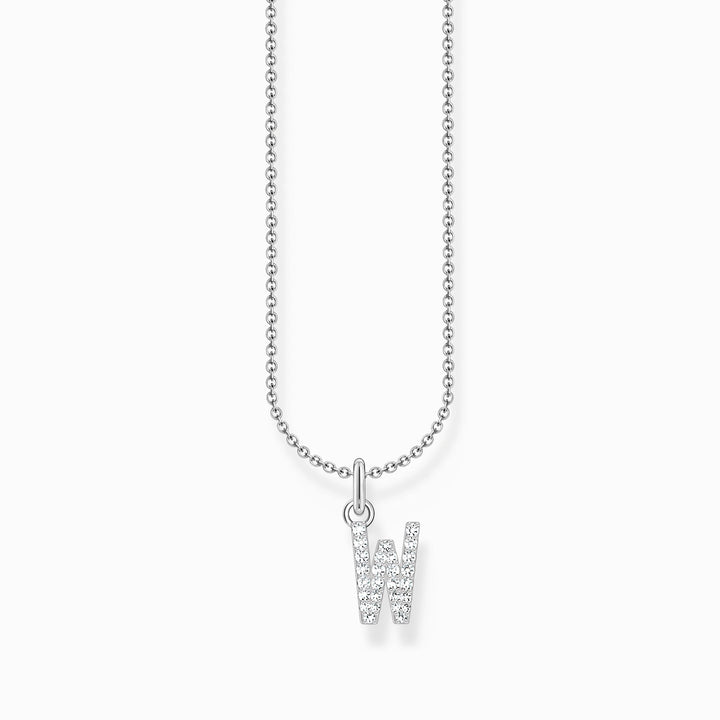 Essentials Sterling Silver With Zirconia letter W Necklace KE2262 - 051 - 14 - L45VThomas Sabo Charm ClubKE2262 - 051 - 14 - L45V