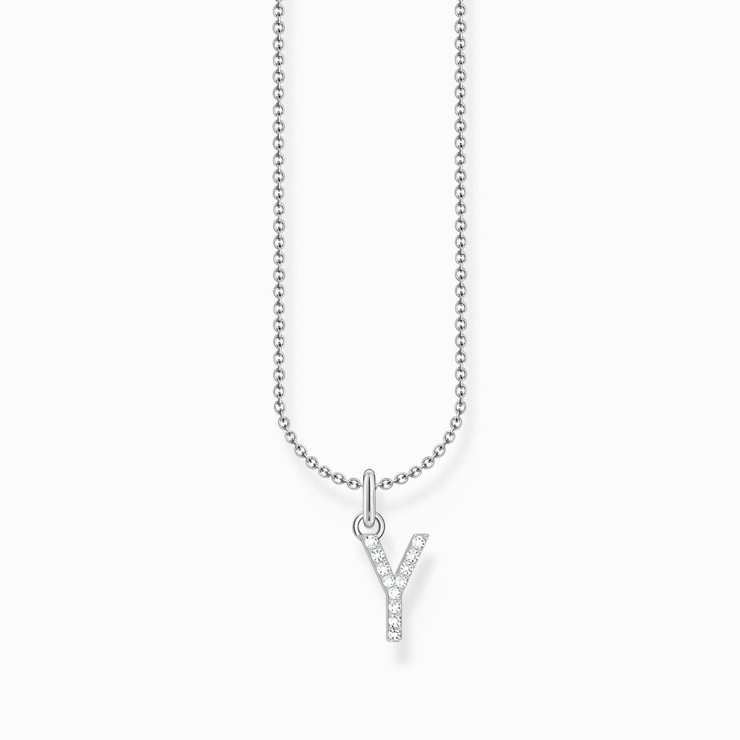 Essentials Sterling Silver With Zirconia letter Y Necklace KE2264 - 051 - 14 - L45VThomas Sabo Charm ClubKE2264 - 051 - 14 - L45V