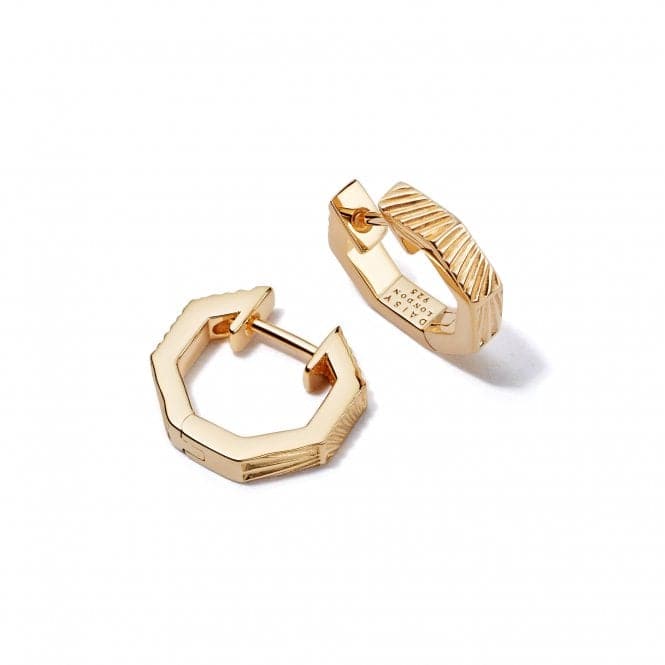 Estee Lalonde Octagonal Huggie Hoops 18ct Gold Plated Earrings ELE13_GPDaisyELE13_GP
