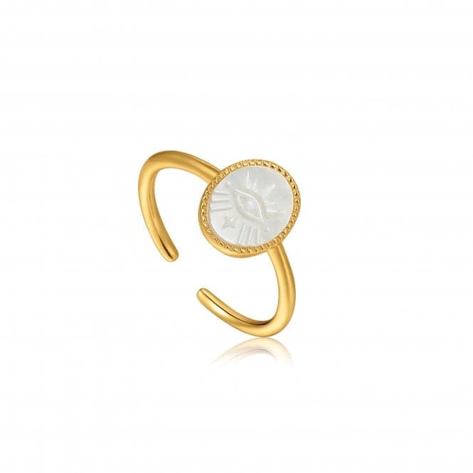 Evil Eye Emblem Gold Adjustable Ring R030 - 02GAnia HaieR030 - 02G