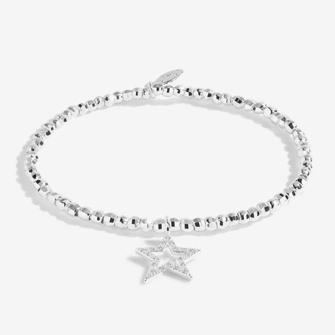 Faceted A Little Have A Magical Birthday Silver 17.5cm Stretch Bracelet 5254Joma Jewellery5254