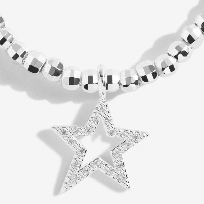 Faceted A Little Have A Magical Birthday Silver 17.5cm Stretch Bracelet 5254Joma Jewellery5254
