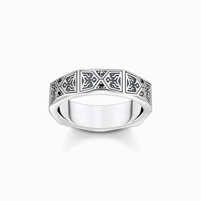 Faceted Design With Black Stones Ring TR2432 - 643 - 11Thomas Sabo Sterling SilverTR2432 - 643 - 11 - 64