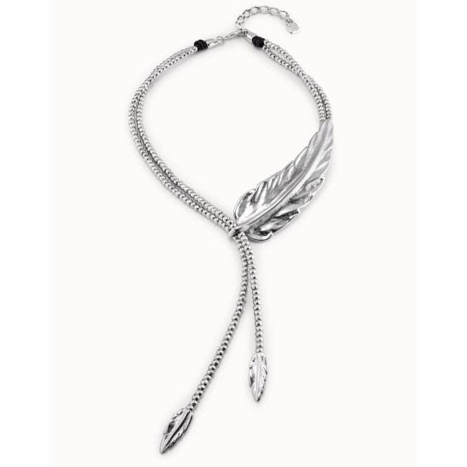 Feather Silver Metal NecklaceUNOde50COL1306MTL0000U