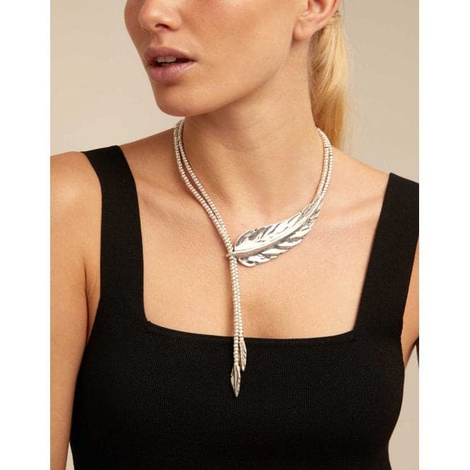 Feather Silver Metal NecklaceUNOde50COL1306MTL0000U