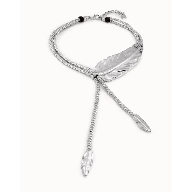 Feather Silver Metal NecklaceUNOde50COL1306MTL0000U