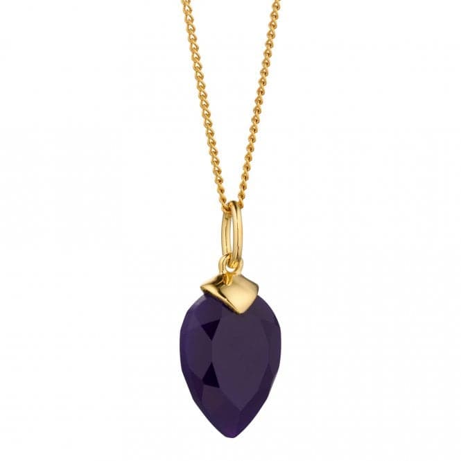 February Yellow Gold Plated Birthstone Chalcedony Stone Pendant P4976BeginningsP4976