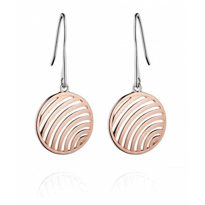 Fiorelli Silver Rose Gold Cut Out Wire Medal Drop Earrings E5199Fiorelli SilverE5199