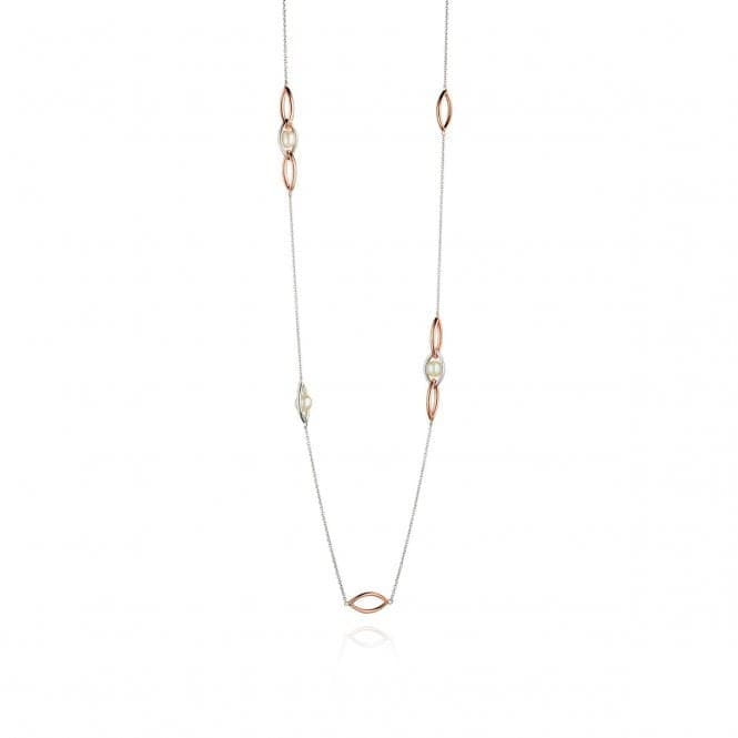 Fiorelli Silver Rose Gold Pearl Marquise Station Necklace N3981WFiorelli SilverN3981W