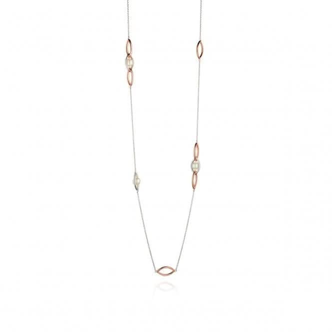 Fiorelli Silver Rose Gold Pearl Marquise Station Necklace N3981WFiorelli SilverN3981W