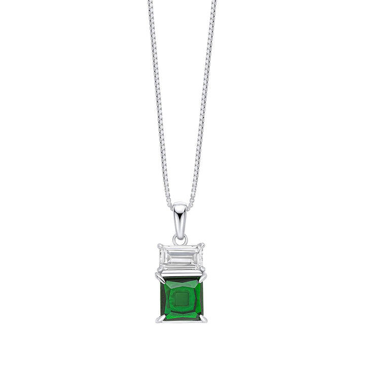 Fiorelli Sterling Silver White Green Cubic Zirconia Pendant P5469Fiorelli SilverP5469