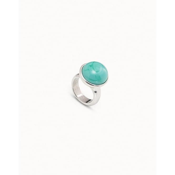 Flashy Turquoise Crystal Artisan Glass RingUNOde50ANI0746TQSMTL09