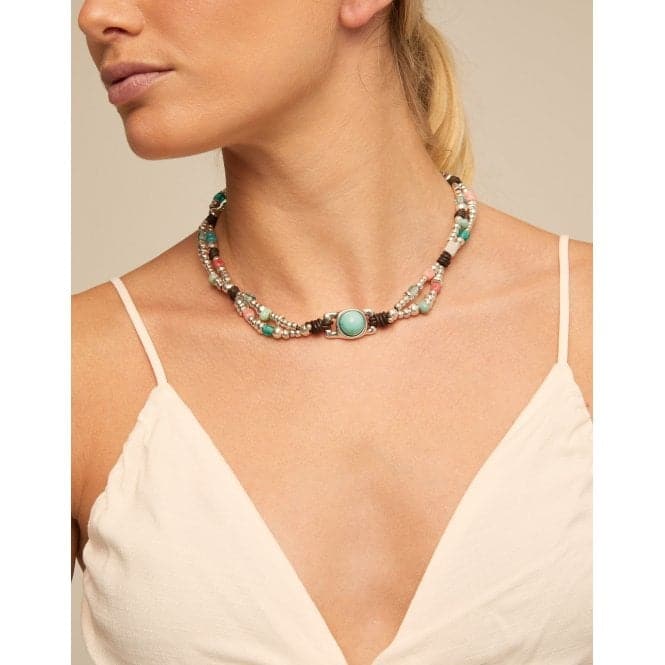 Flashy Turquoise Stone Natural Stone NecklaceUNOde50COL1772MCLMTL0U