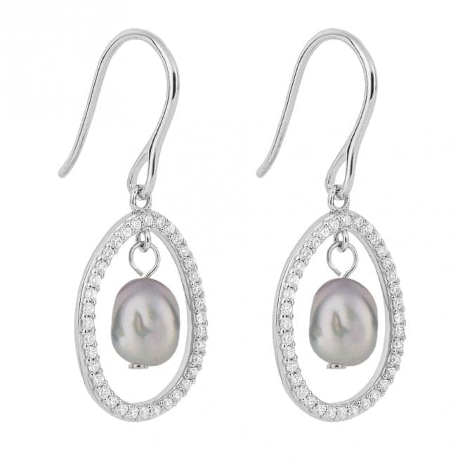 Floating Freshwater Pearl Pave Zirconia Drop Earrings E6227HFiorelli SilverE6227H