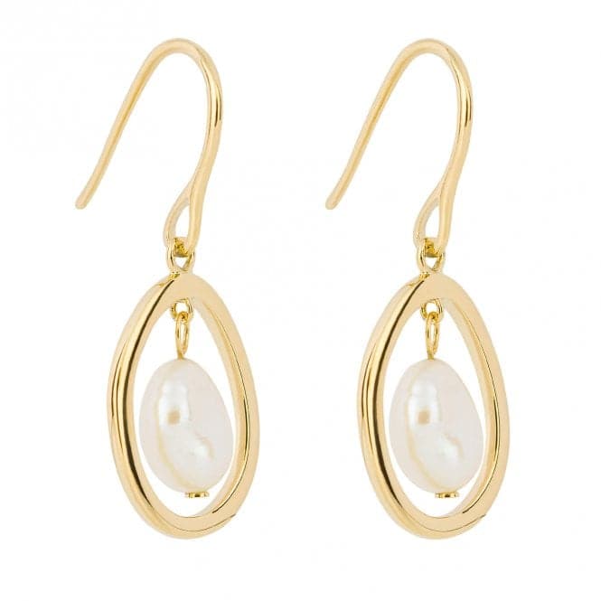 Floating Freshwater Pearl Yellow Gold Plating Drop Earrings E6230WFiorelli SilverE6230W