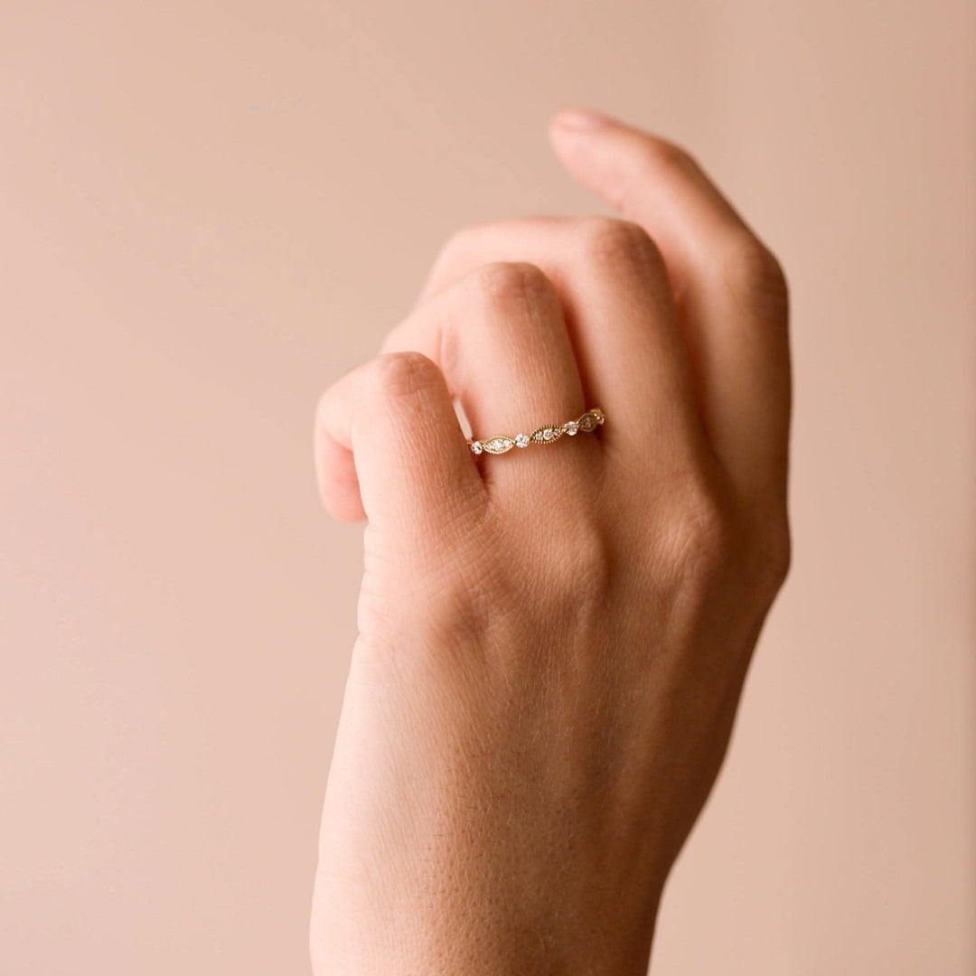 Florence | 18ct Yellow Gold 0.25ct tw Lab Grown Diamond Vintage Wedding Band RingCreated BrillianceBA0072541 - M
