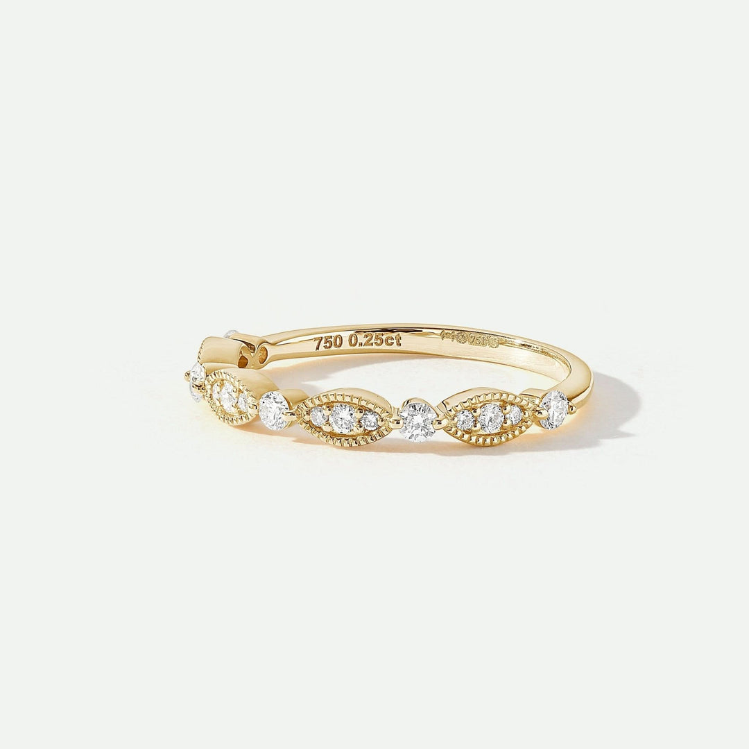 Florence | 18ct Yellow Gold 0.25ct tw Lab Grown Diamond Vintage Wedding Band RingCreated BrillianceBA0072541 - M