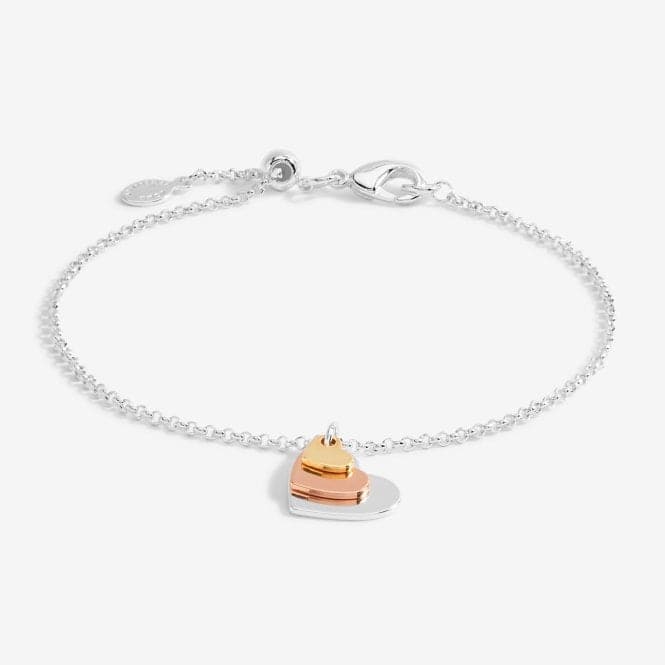 Florence Graduating Hearts Silver Rose Gold And Gold 19cm Bracelet 6394Joma Jewellery6394